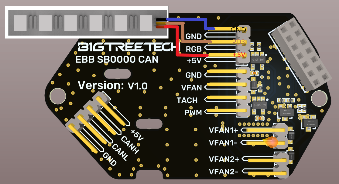 rgb connection port is located on bigtreetech ebb sb0000 can