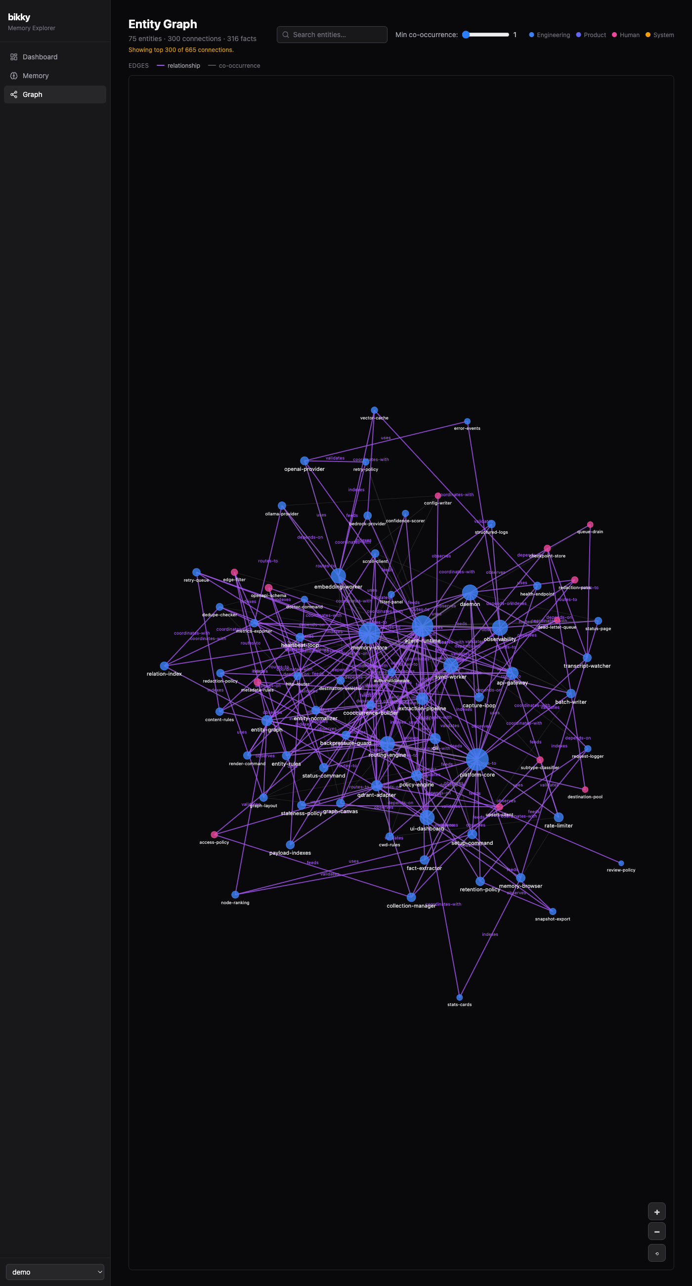 Entity graph — interactive visualization of entity relationships