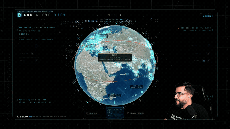 The globe populating with the world's radio stations as another live layer
