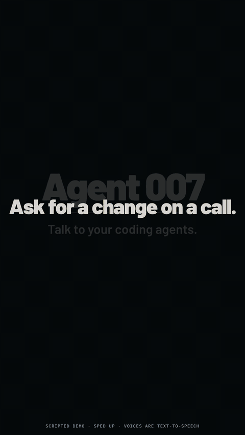 "Ask for a change on a call." Then, on a call with Billion in its phone tab, the owner says "Hey Billion, add a dark mode toggle to the settings page"