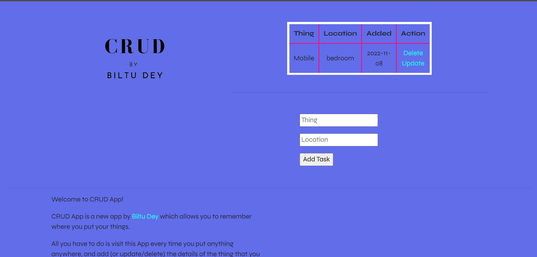 GitHub - biltudey/CRUD-App: In Sql CRUD mean create , read , update and ...