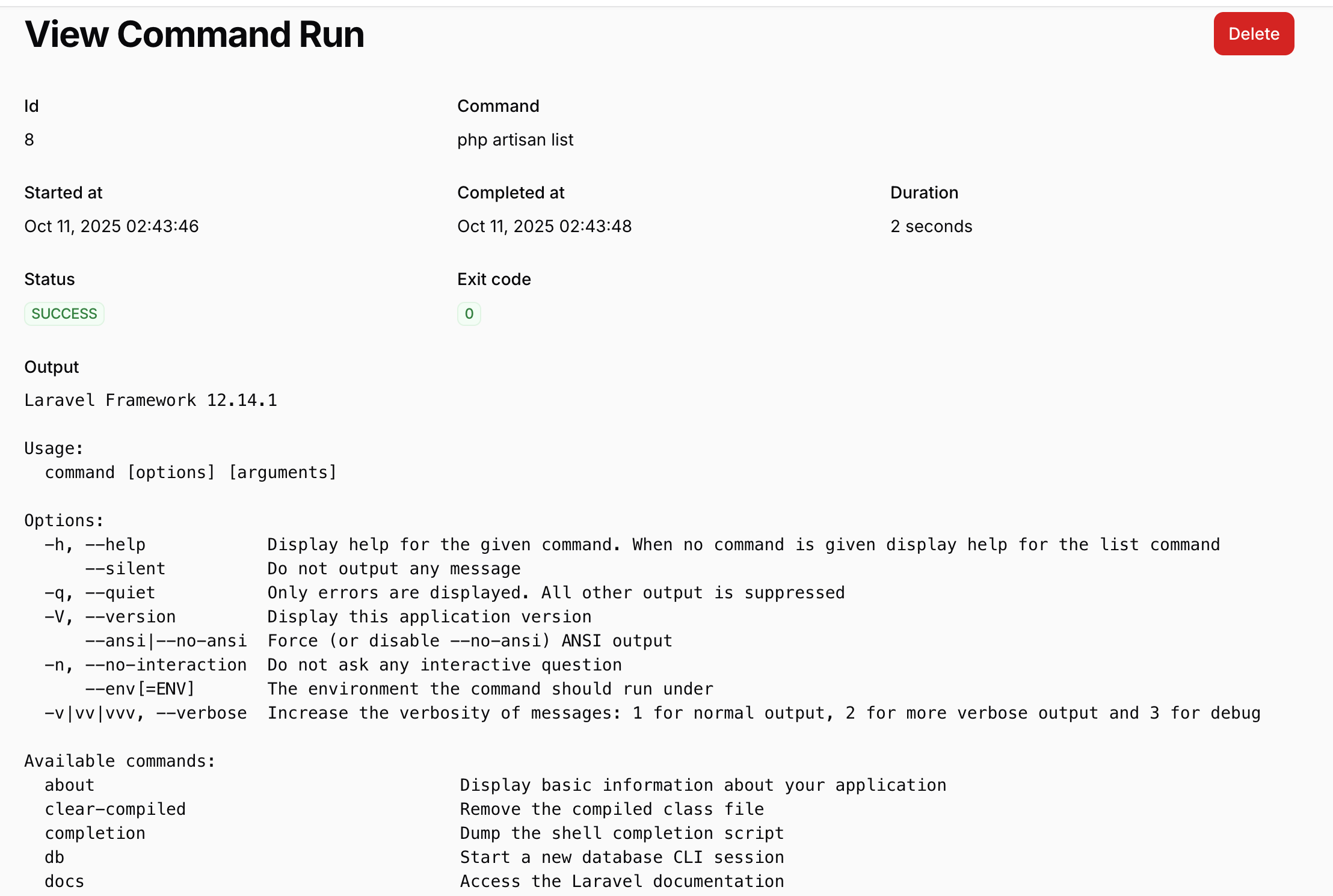 Command Output