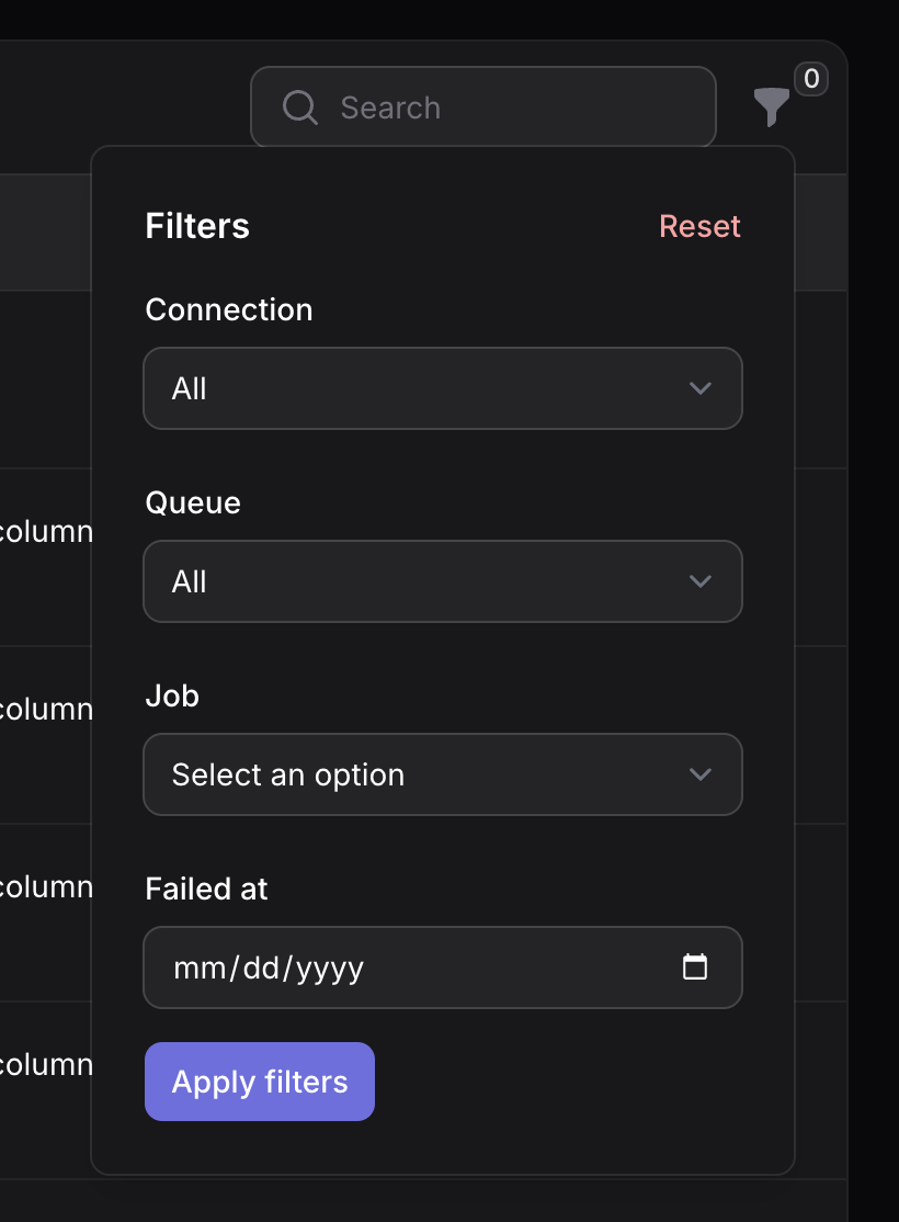 filter failed jobs