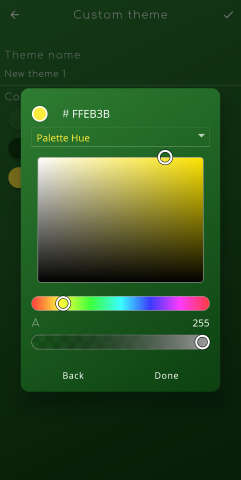 Custom theme color selection