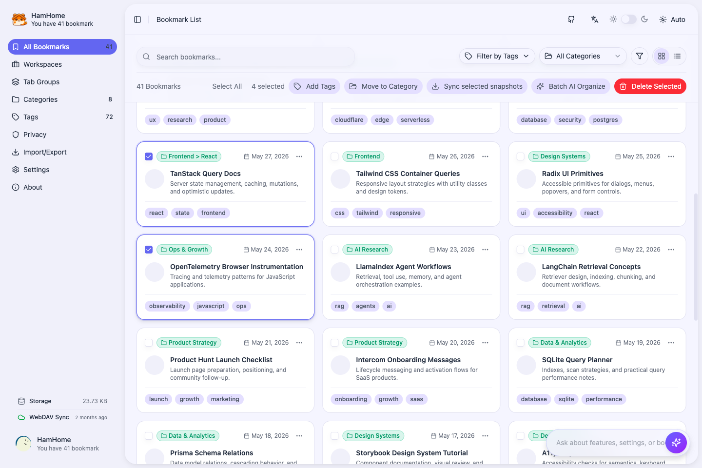 Bulk Bookmark Actions