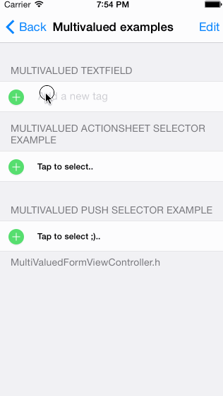 Screenshot of Multivalued Section Example
