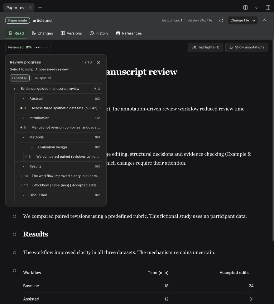 Review progress and navigation