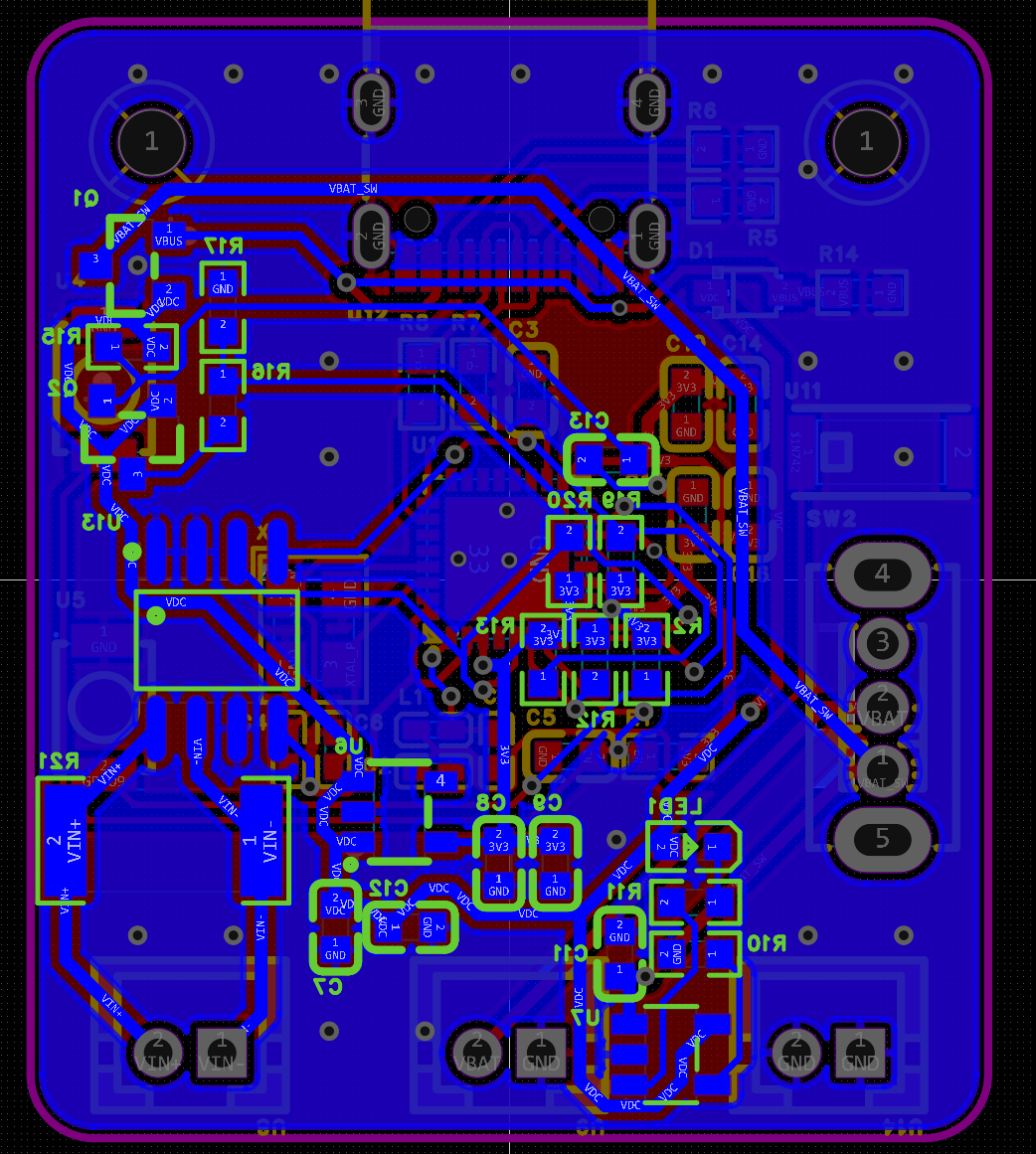 ESPower PCB produced with EasyEDA Copilot, bottom layer
