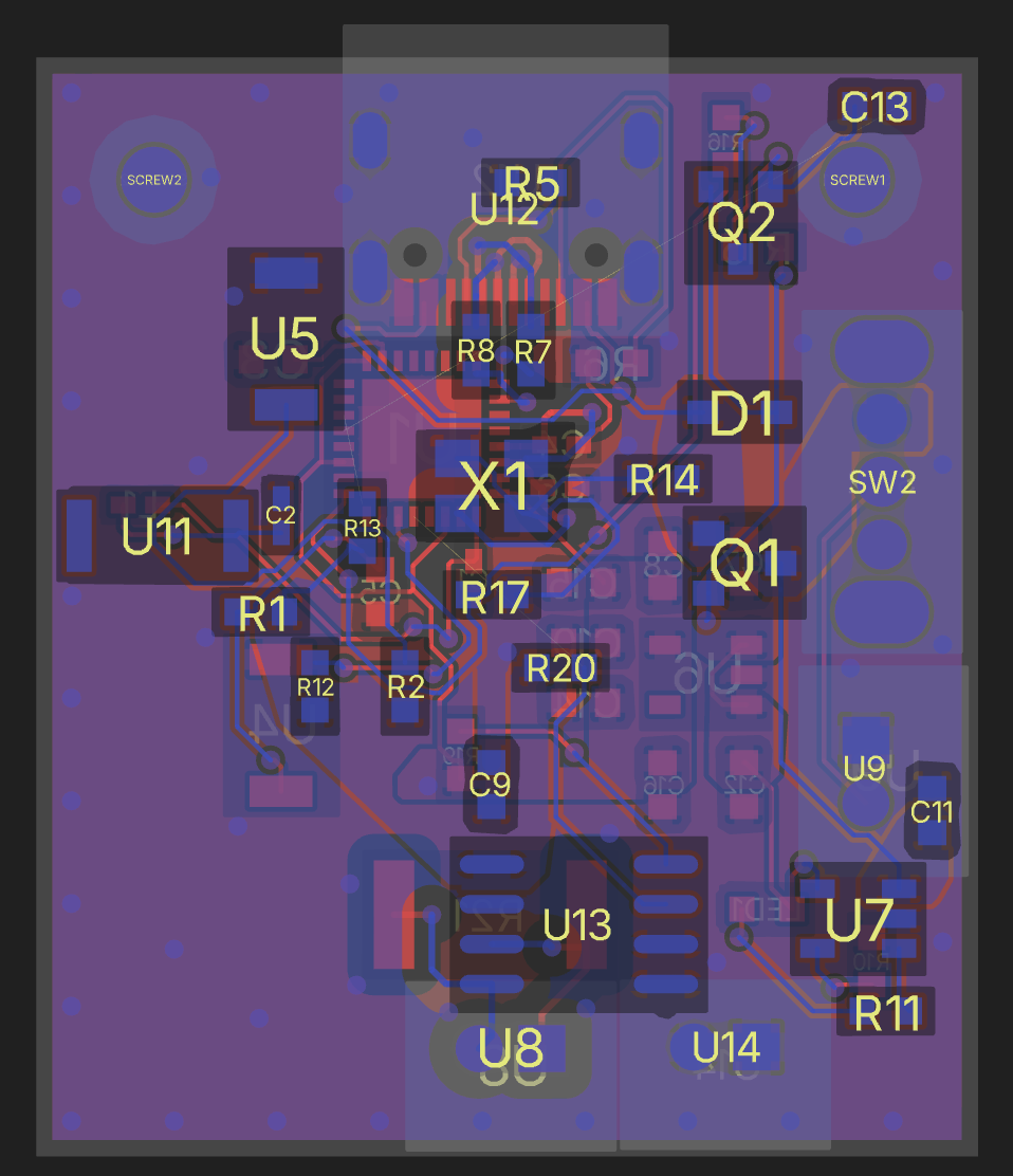 ESPower PCB produced with Quilter, bottom layer