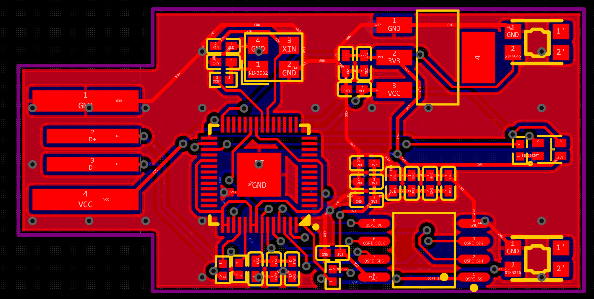 PICO Duck PCB produced with EasyEDA Copilot, top layer