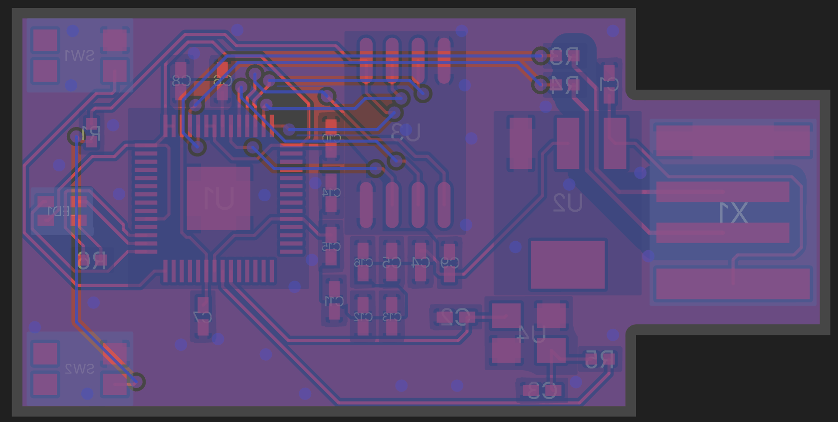 PICO Duck PCB produced with Quilter, bottom layer