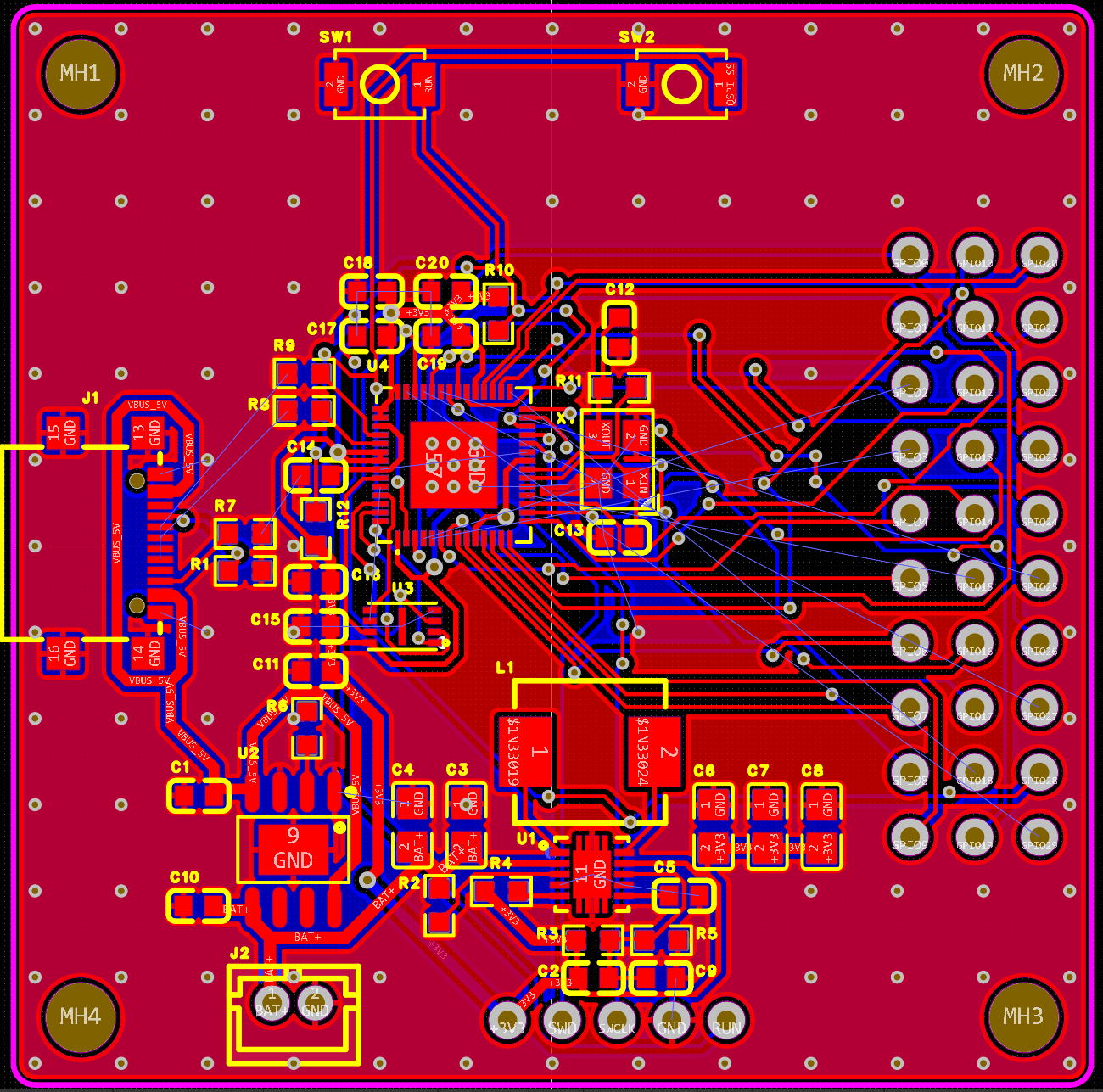 RP2040 PCB produced with EasyEDA Copilot, top layer