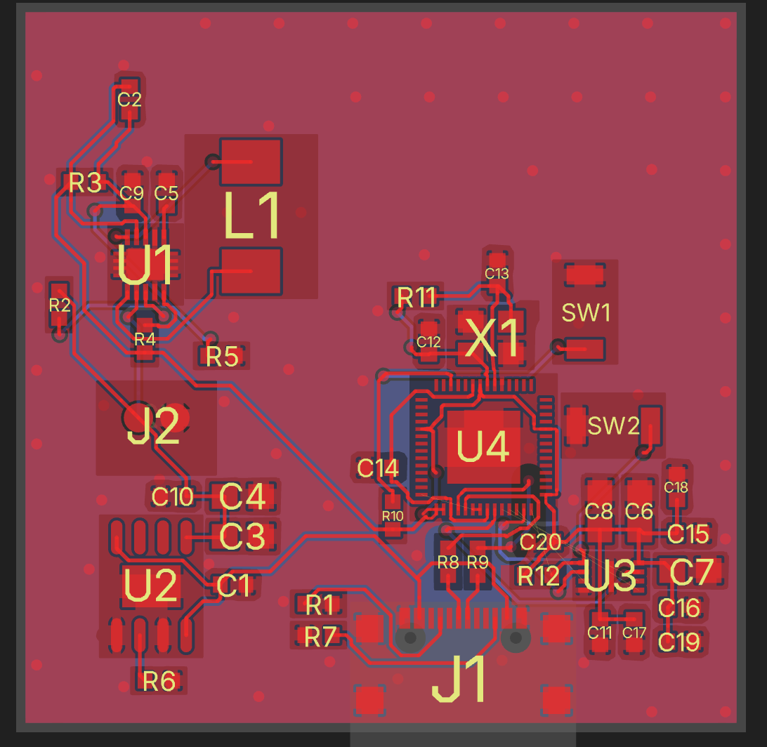 RP2040 PCB produced with Quilter, top layer