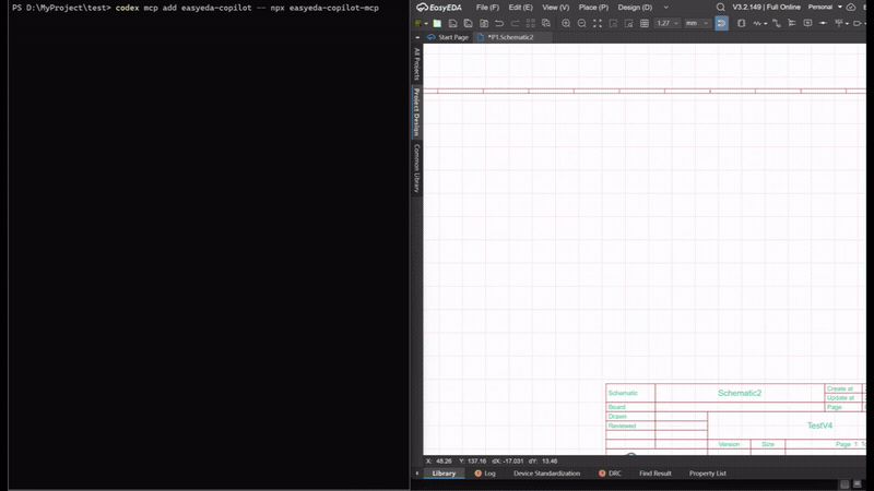 EasyEDA Copilot MCP workflow: control EasyEDA from an external AI agent