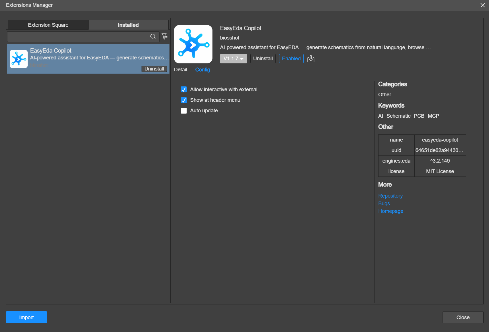 Enable External Interactions for EasyEDA Copilot