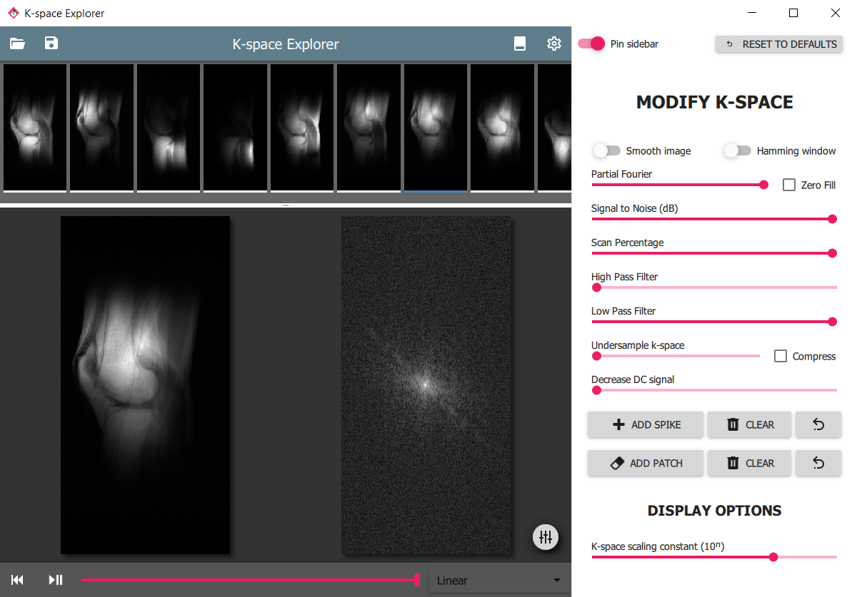 Multi-channel image loaded in K-space Explorer