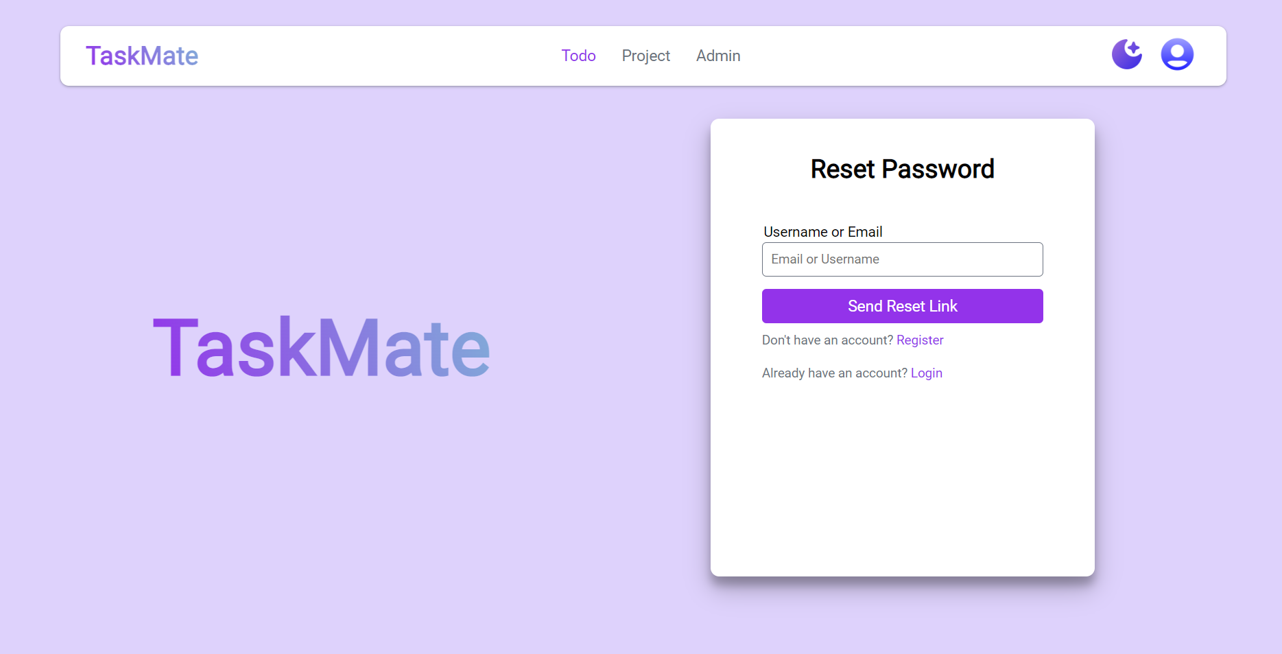 Reasetpassowrd Page