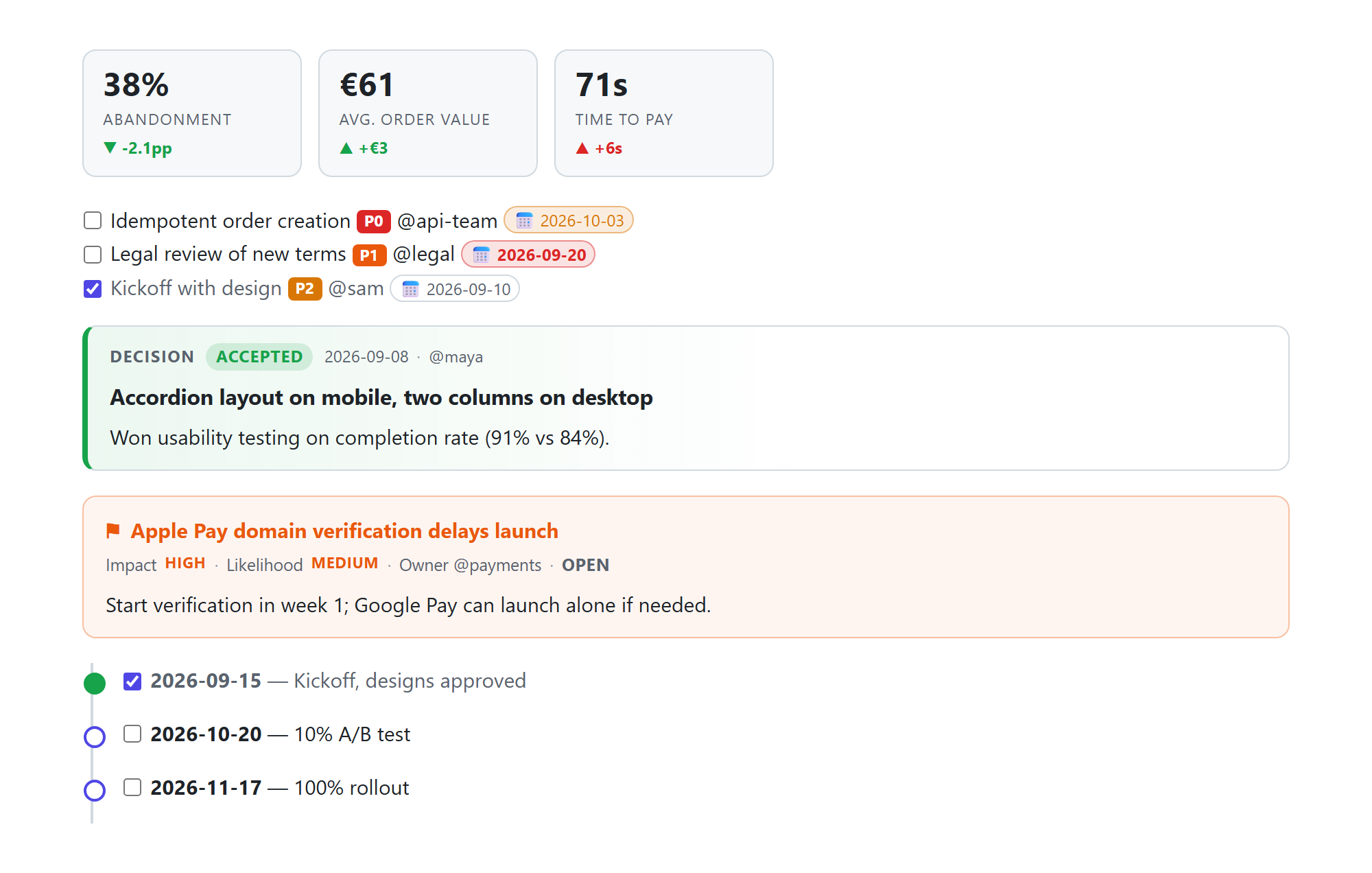 Project management blocks