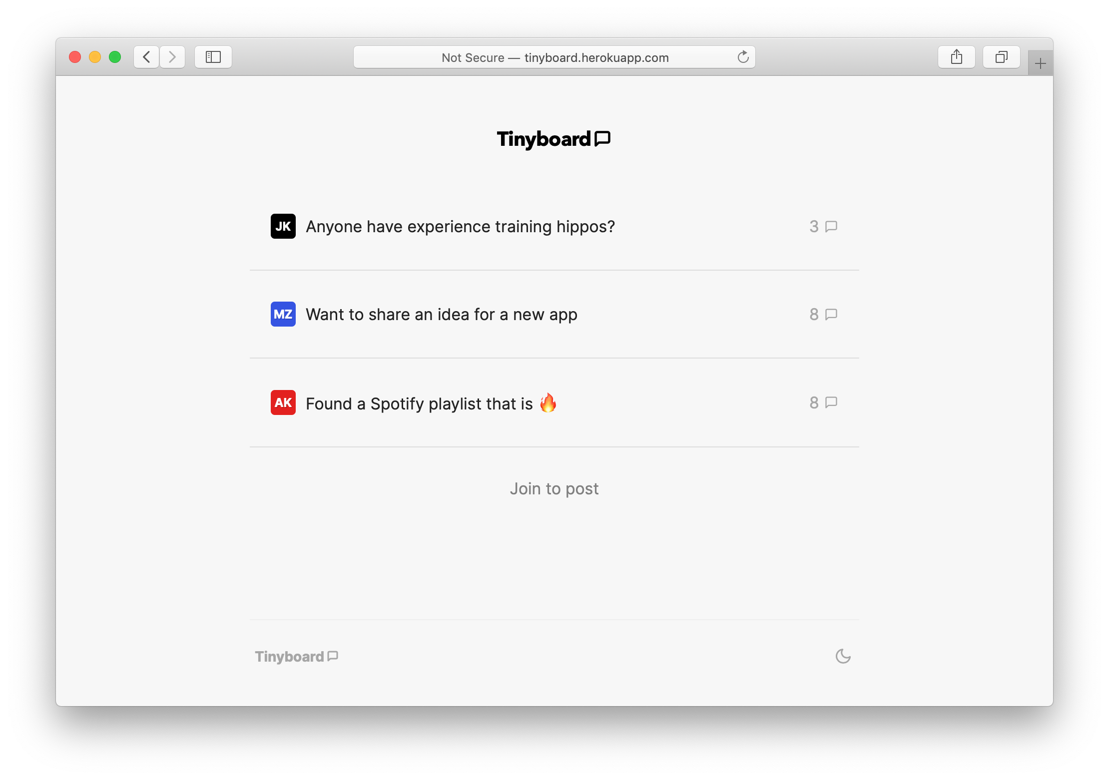 tinyboard screenshot