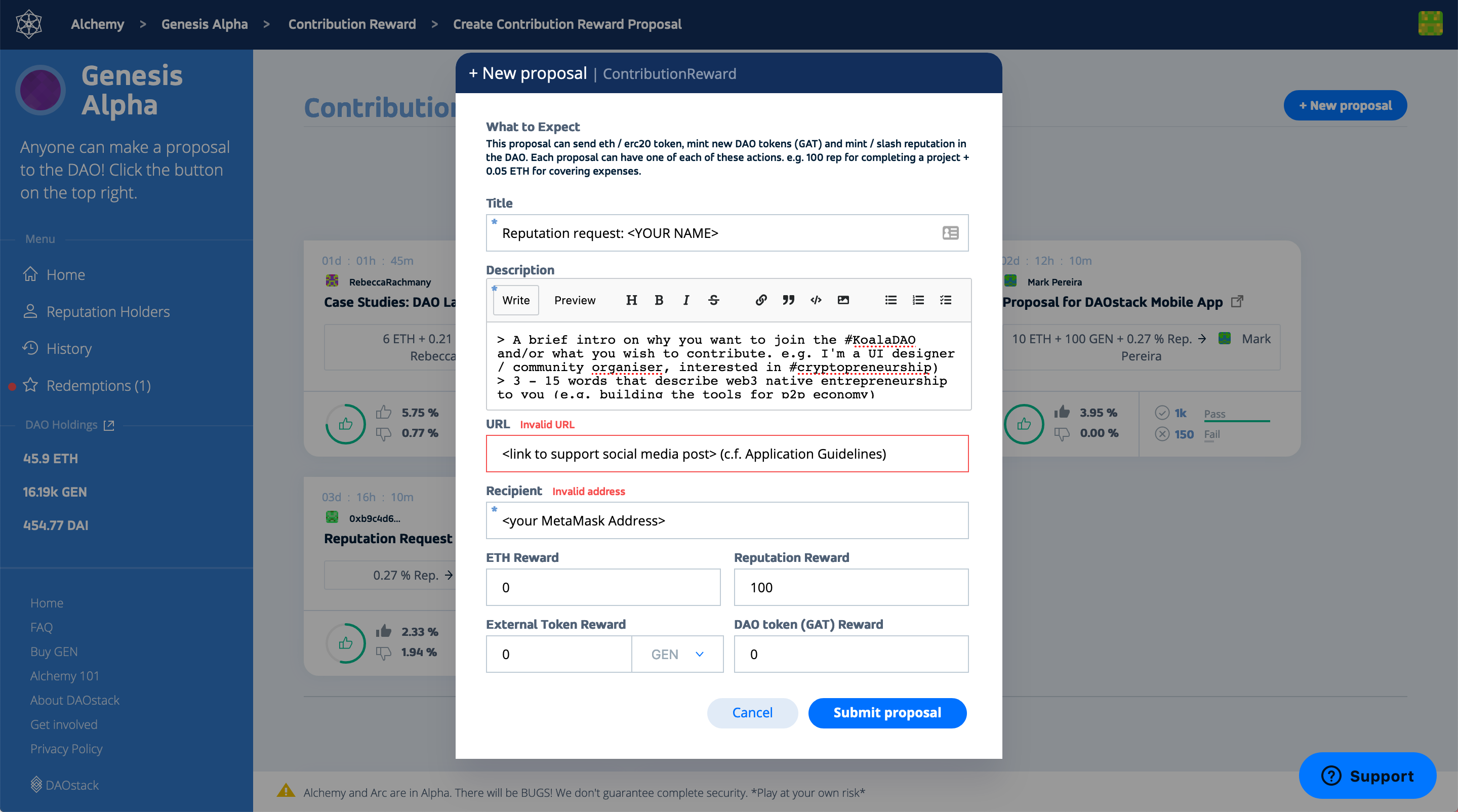 Filled proposal example