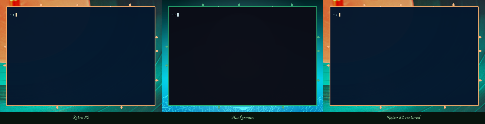 Native theme inheritance: Retro 82, Hackerman, and restored Retro 82