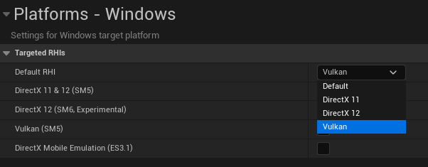 Default RHI settings