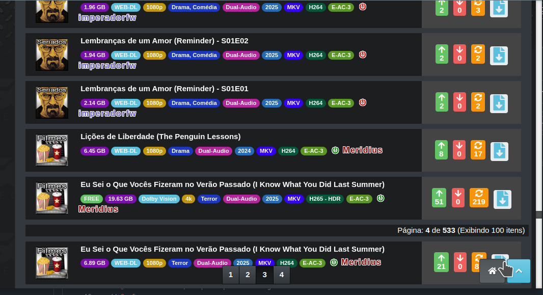 Exemplo de carregamento da terceira para quarta página