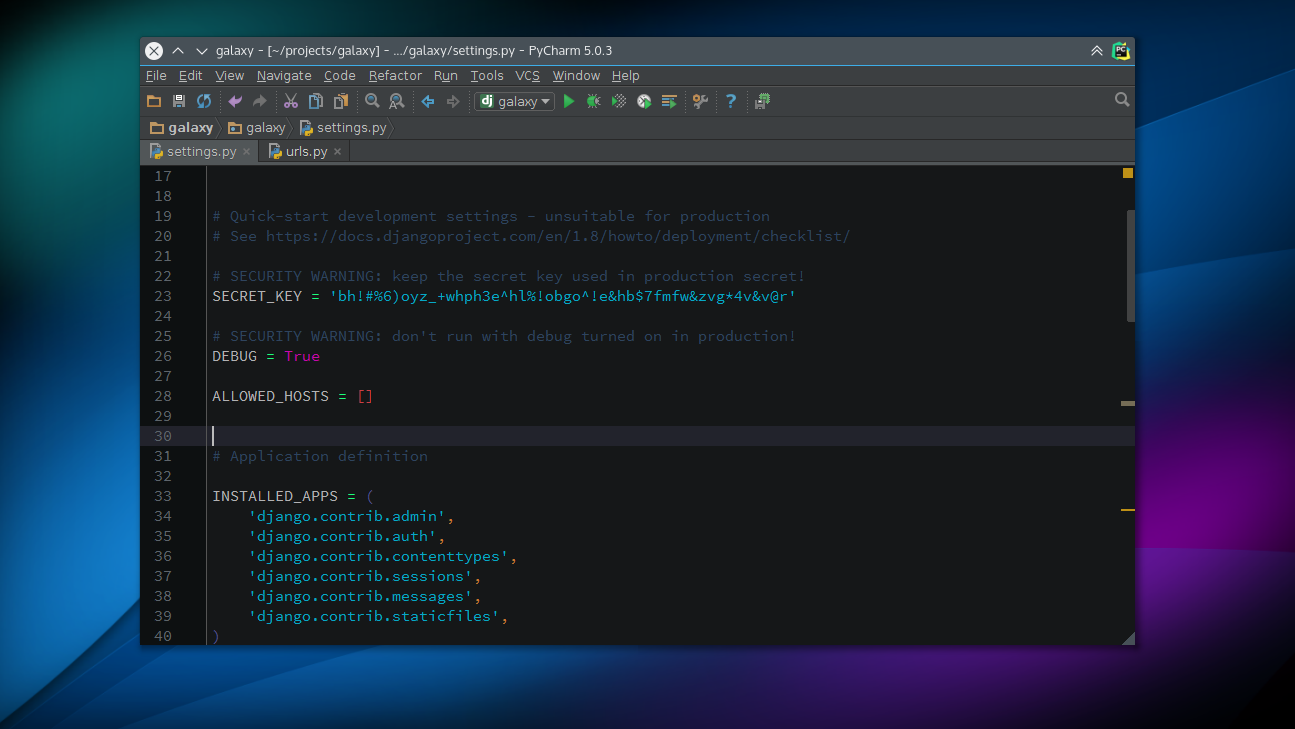 interstellar pycharm dark theme screenshot VCS