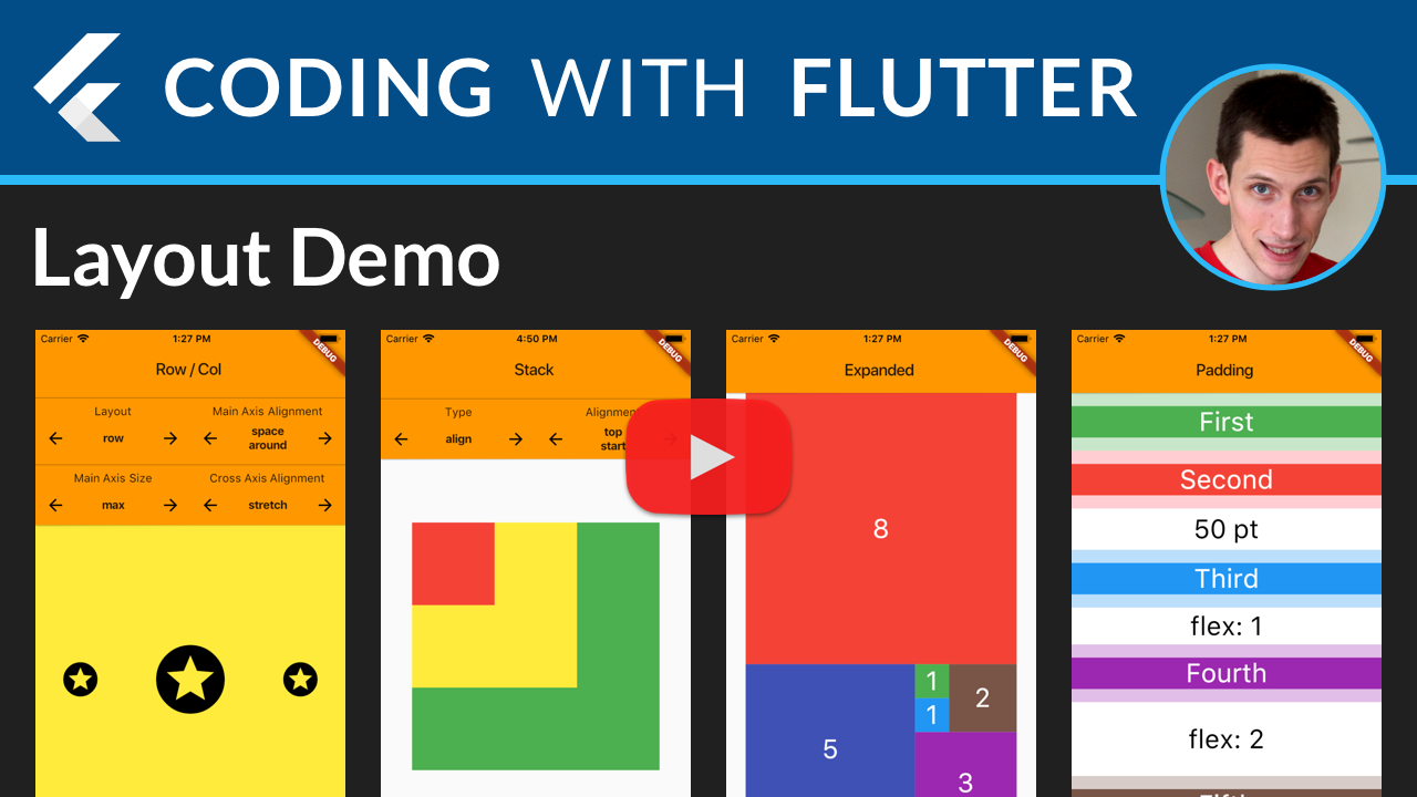 Flutter Layouts: Row, Column, Stack, Expanded, Padding