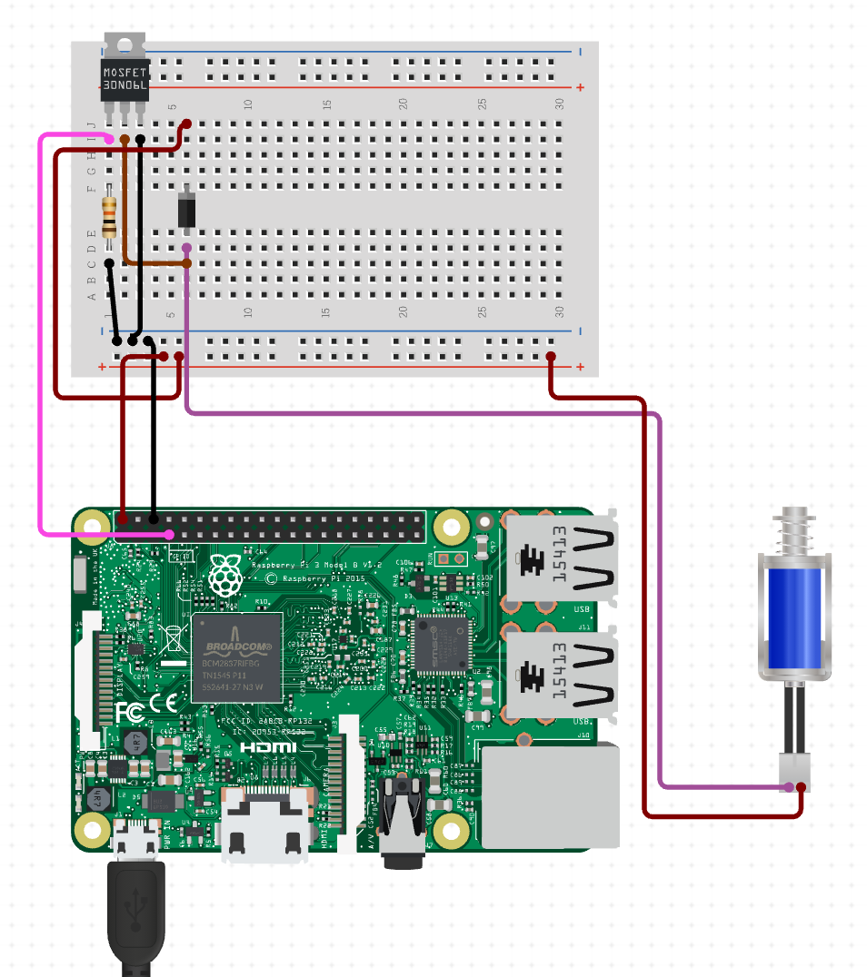 Raspberry Pi GPIO 4 Solenoid control circuit