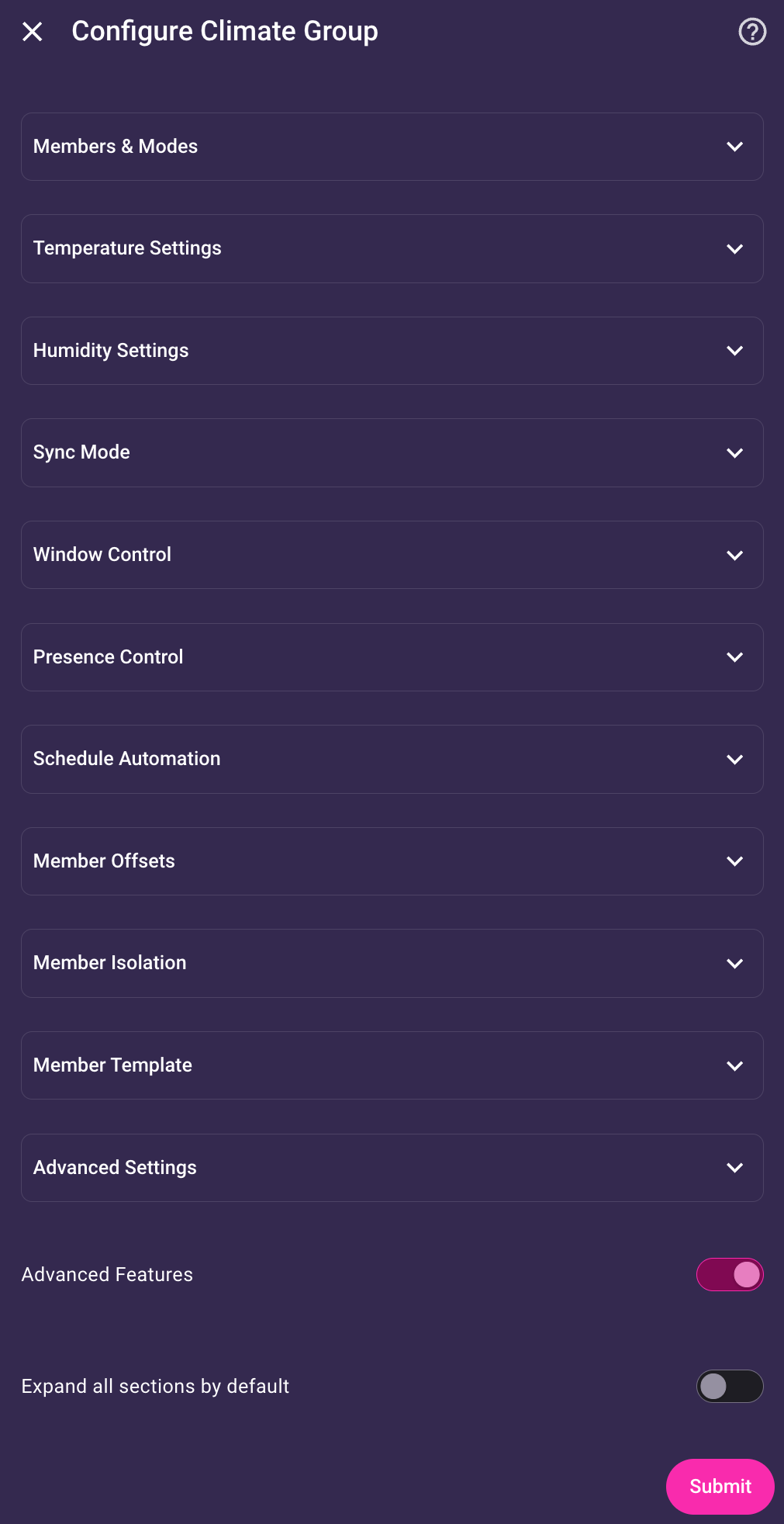 Climate Group Helper Advanced Configuration Options Overview