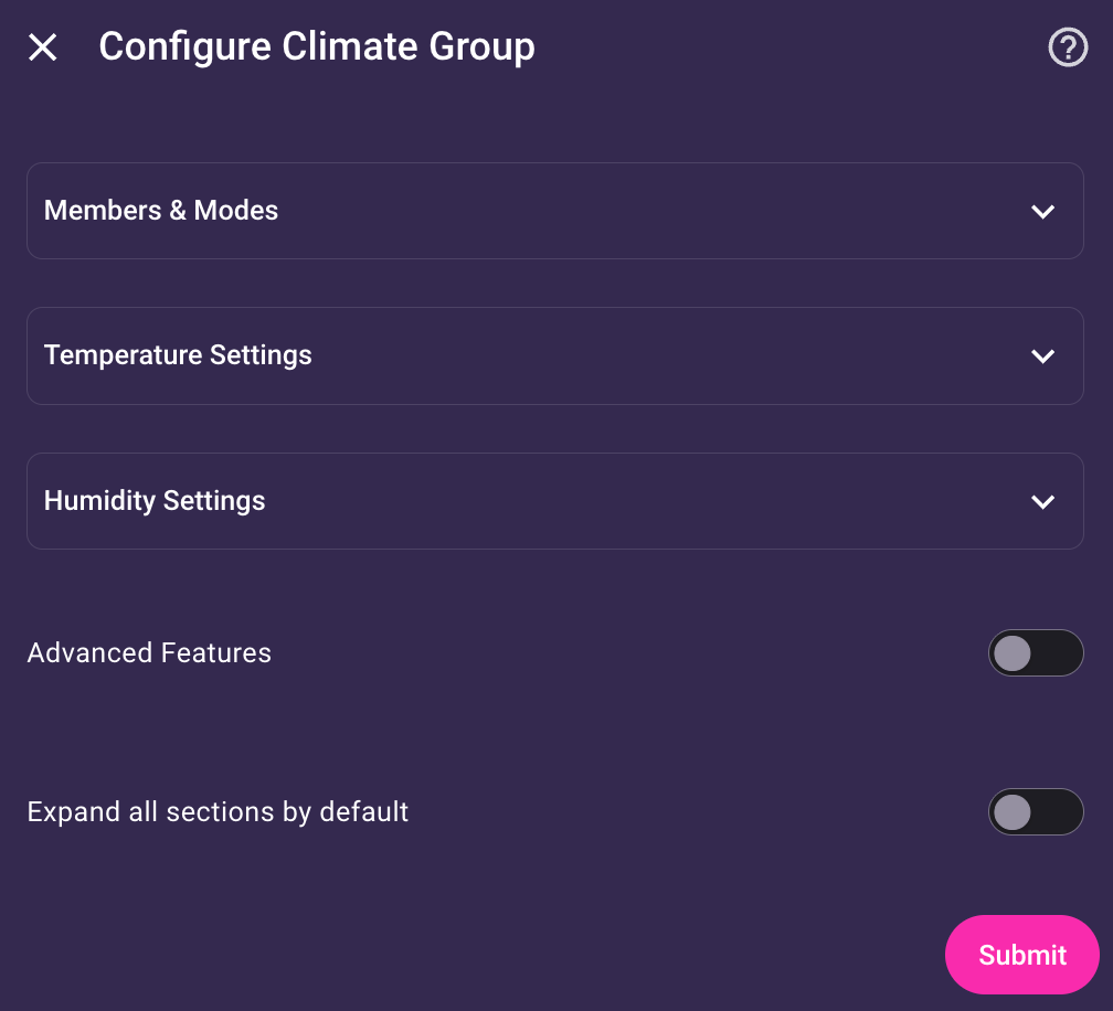 Climate Group Helper Simple Configuration Options Overview