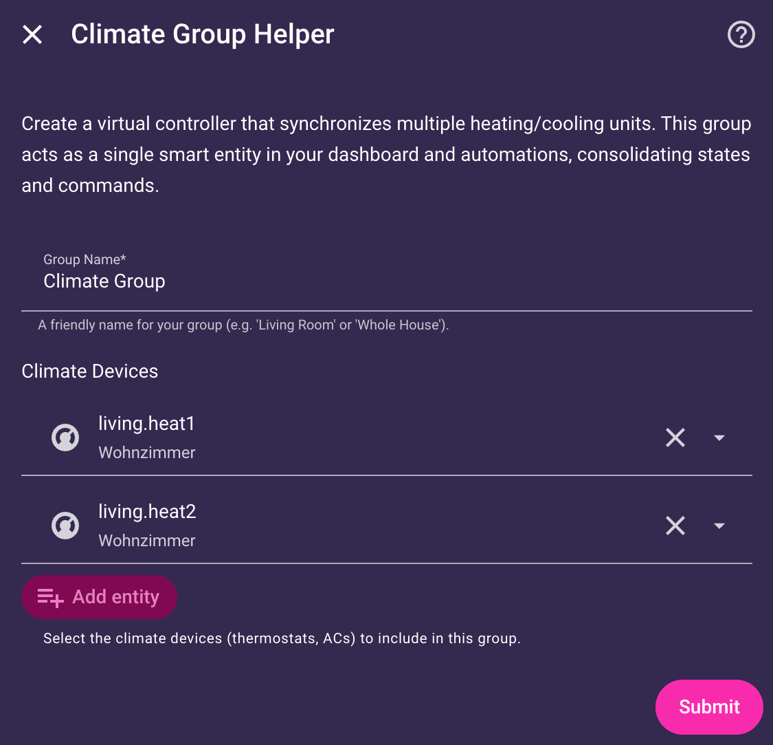 Configure Climate Group Helper