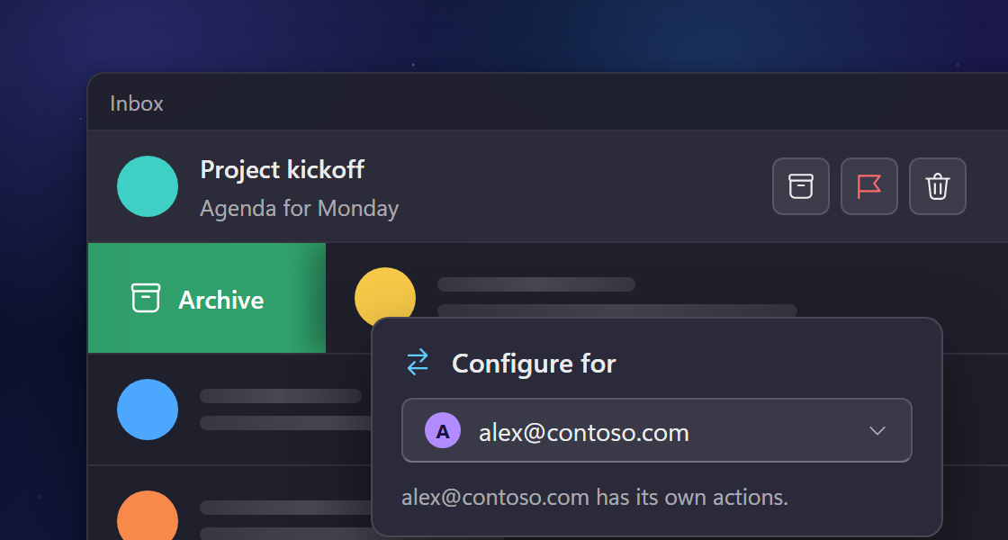 Actions for each account