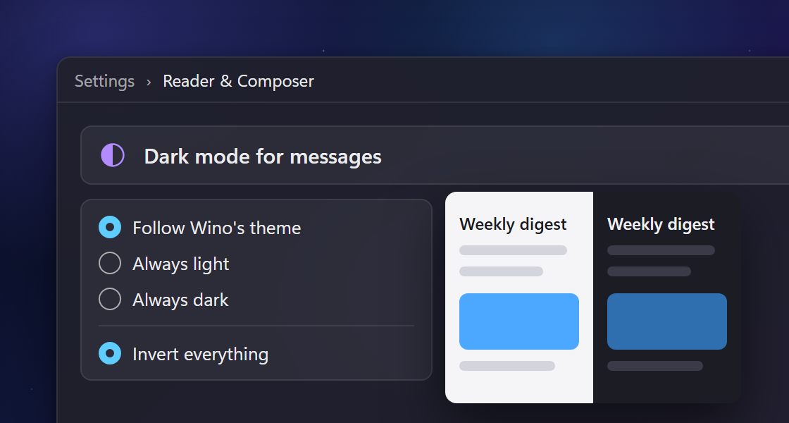 Dark mode for messages