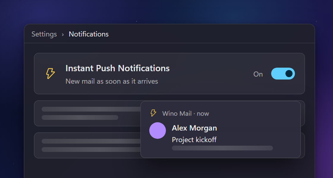 Instant push notifications