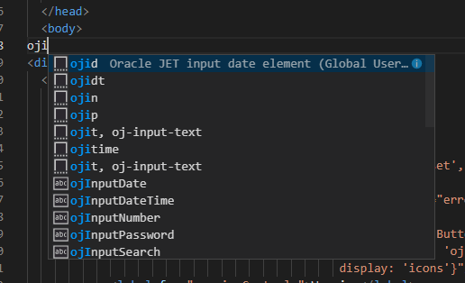 Oracle JET snippets