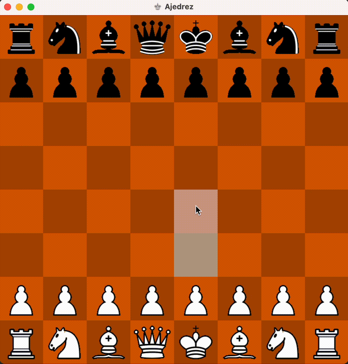 Gameplay of user playing as white against the computer