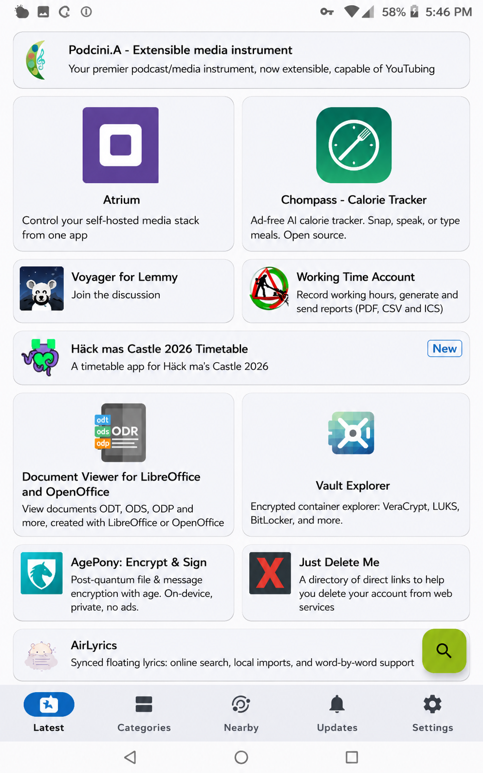 F-Droid main page