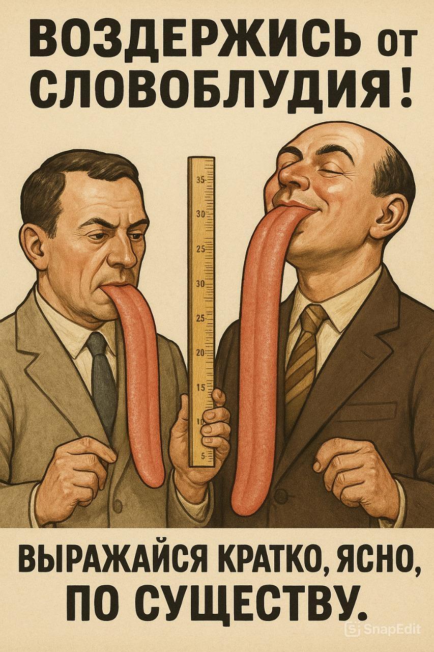 Two men with hypertrophically long tongues measure with a ruler whose tongue is longer. The one with the longer tongue stands with a proud look