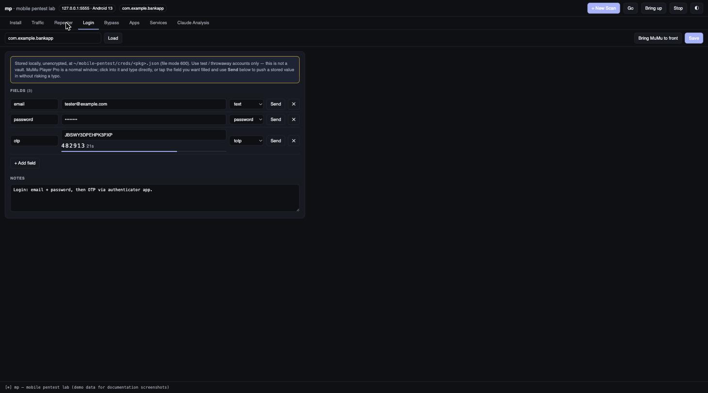 Login tab