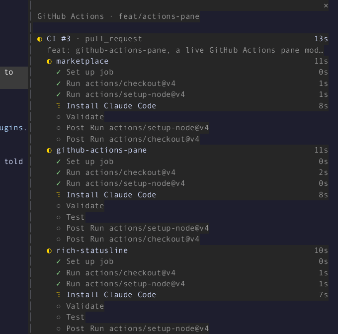 This repository's own CI run, captured from a real session