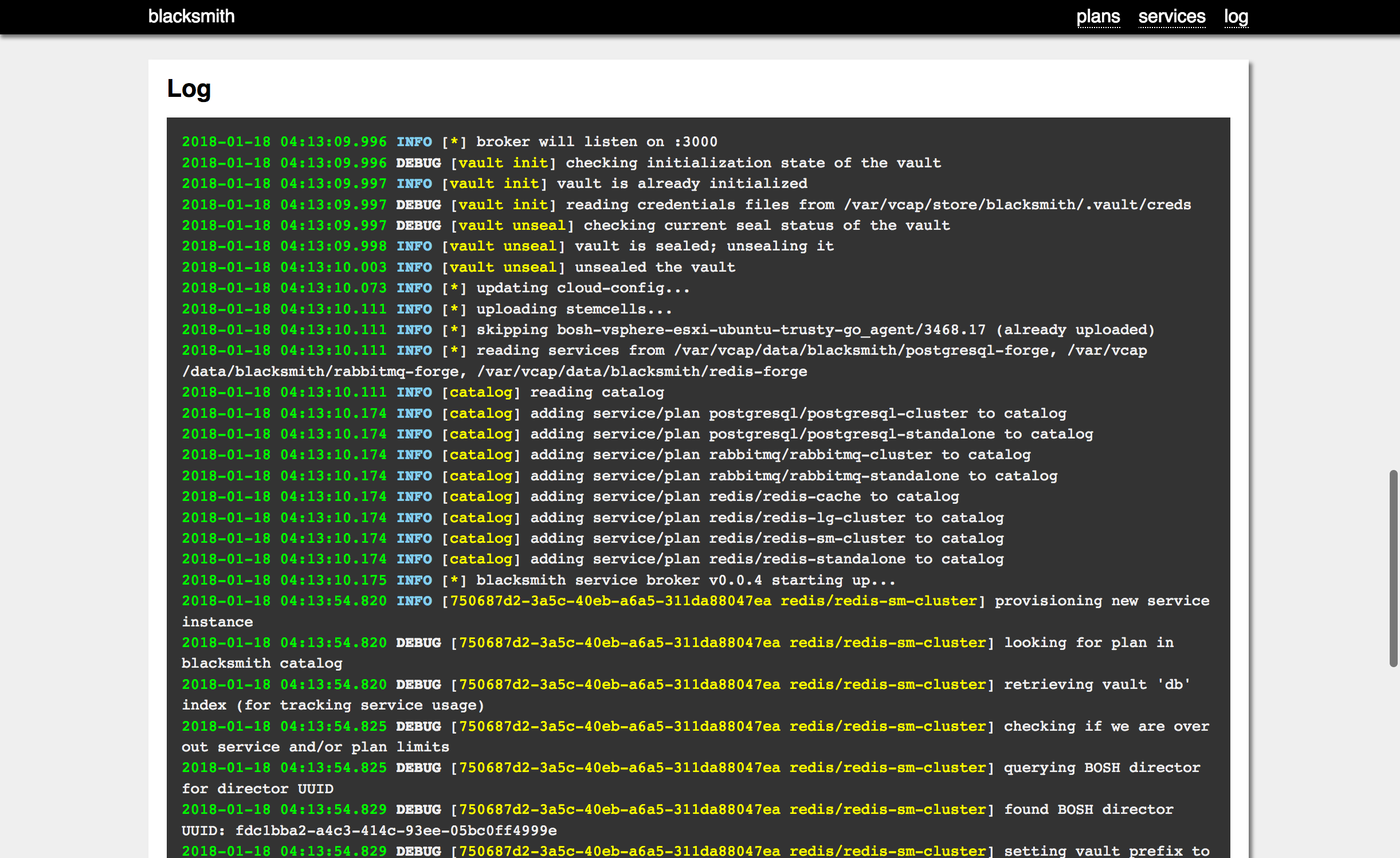 Management UI - Log