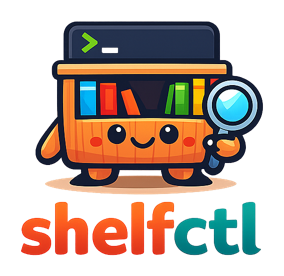 Shelby the Shelf - shelfctl mascot holding a magnifying glass