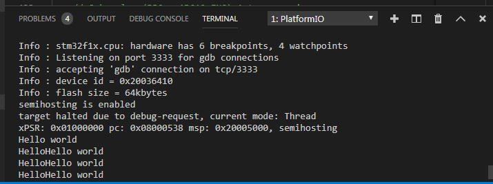 gdb terminal output