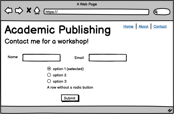 Wireframe laptop | Contact section