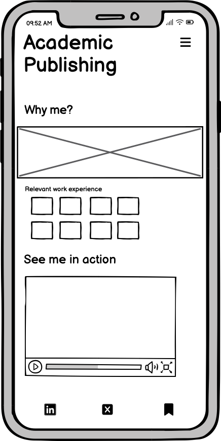 Wireframe mobile | About/Credentials section