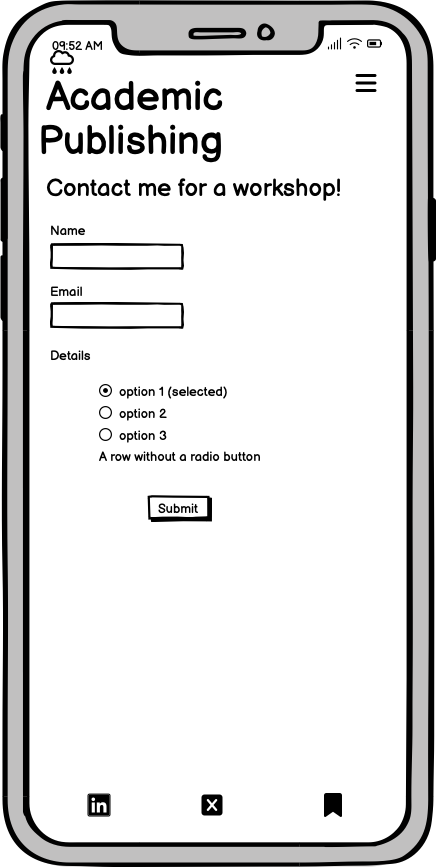 Wireframe mobile | Contact section