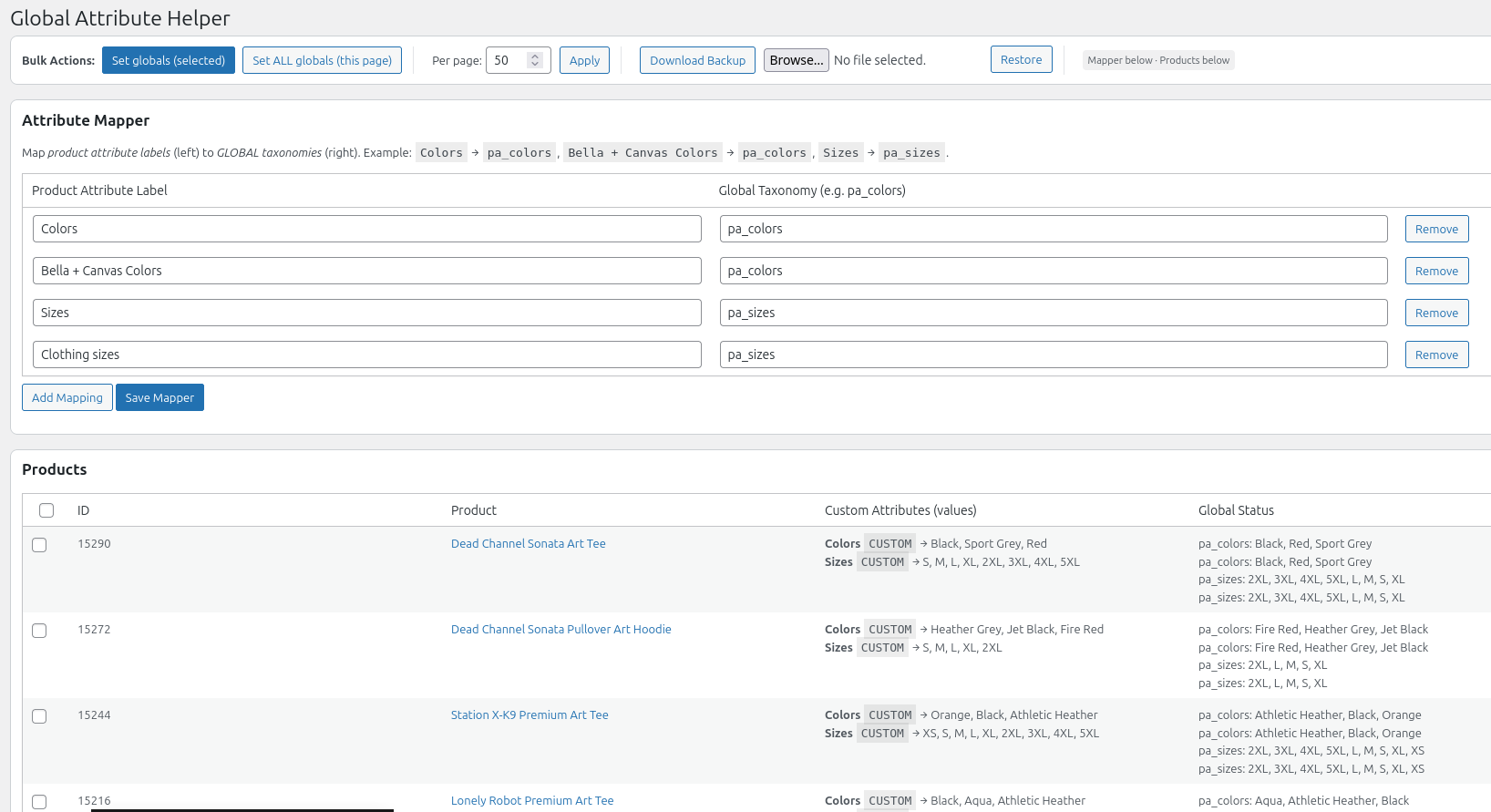 Woo Global Attribute Helper Screenshot