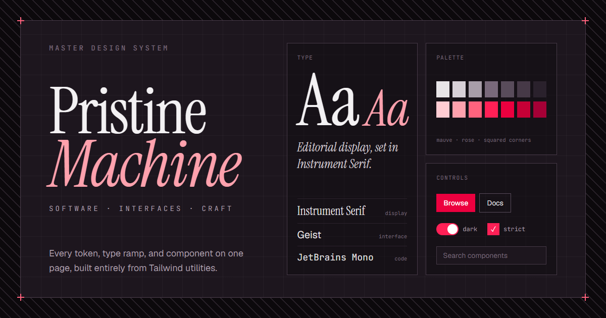 Pristine Machine, a plum-blossom blueprint design system